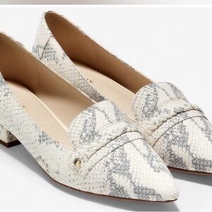 Cole Haan Women's Snakeskin Loafers - Black and Cream